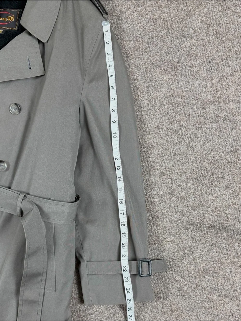 Botany 500 Grey Double Breasted Belted Trench Coat Removable Fur Lining Men’s 40